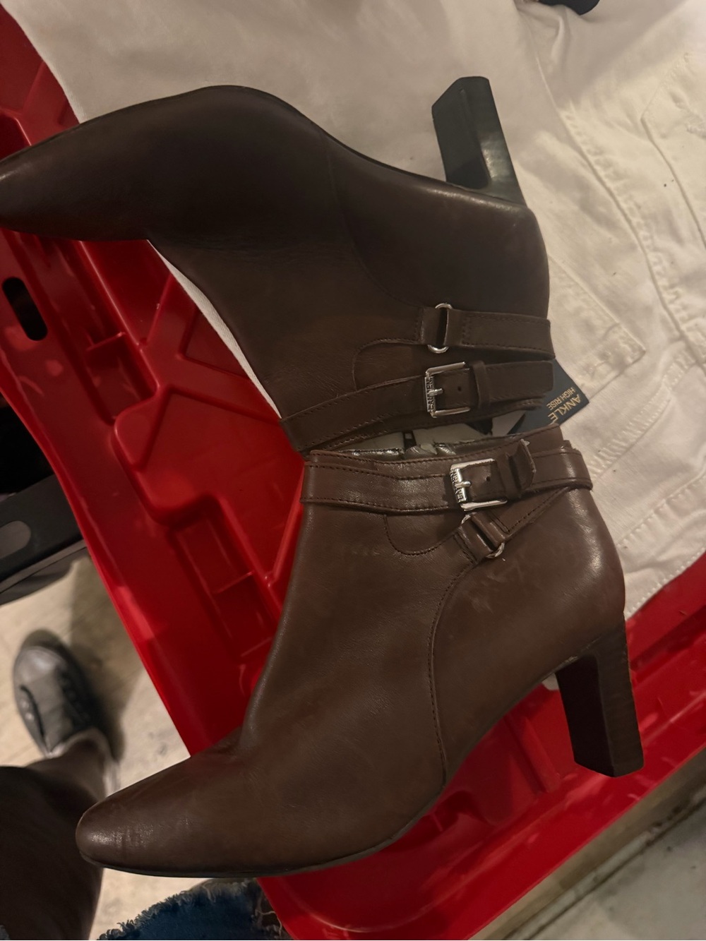 Elegant Brown Buckle Ankle Boots with Block Heel